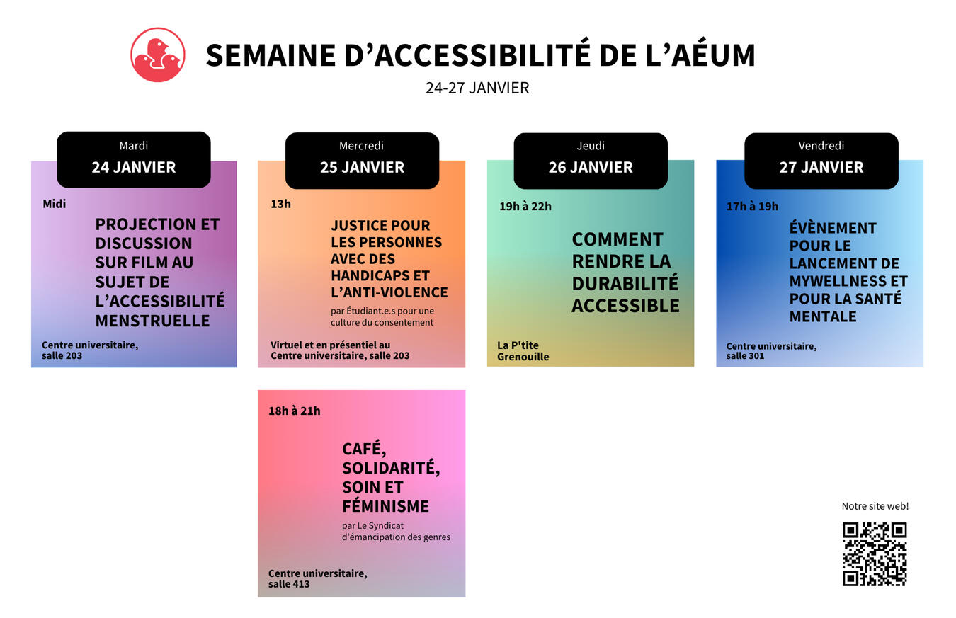 Short schedule for SSMU's Accessibility Week.