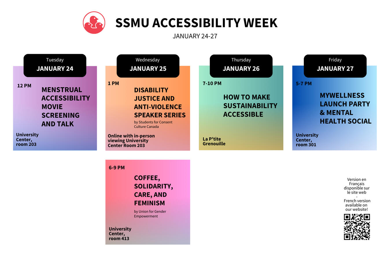 Short schedule for SSMU's Accessibility Week.